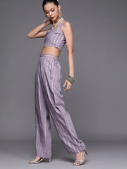 Fantastic Mauve Polyester Solid Crop Top - inddus-us