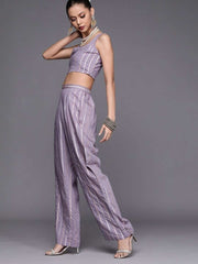Fantastic Mauve Polyester Solid Crop Top - inddus-us