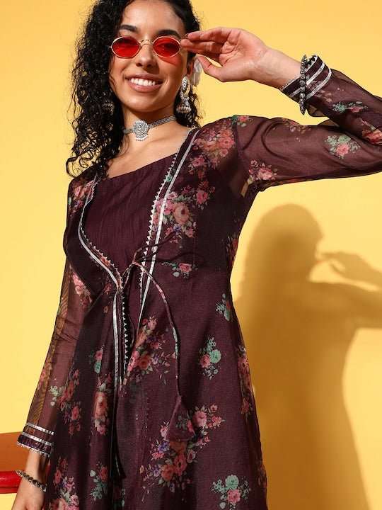 Fit & Flare Midi Dress With Jacket - Inddus.com