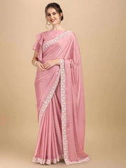 Floral Embroidered Border Saree - Inddus.com