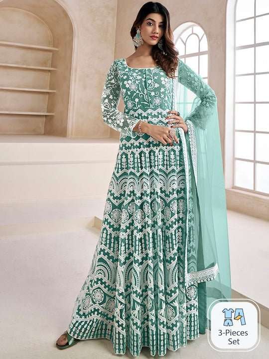 Floral Embroidered Fit & Flare Maxi Ethnic Dresses With Dupatta XS-34 Floral Embroidered Fit & Flare Maxi Ethnic Dresses With Dupatta XS-34