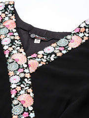 Floral Embroidered Georgette Plus Size Maxi Dress - Inddus.com