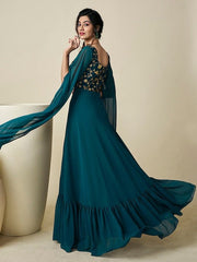 Floral Embroidered Maxi Dress - Inddus.com