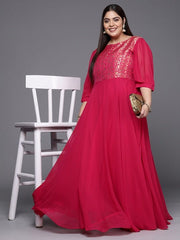 Floral Georgette Plus Size Maxi Dress - Inddus.com