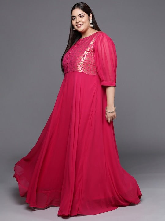 Floral Georgette Plus Size Maxi Dress - Inddus.com