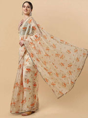 Floral Gotta Patti Organza Saree - Inddus.com