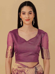 Floral Motif Woven Design Zari Organza Saree - Inddus.com