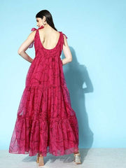 Floral Printed Ethnic Maxi Dress - Inddus.com