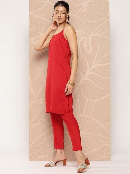 Floral Printed Kaftan Kurta With Trousers - Inddus.com