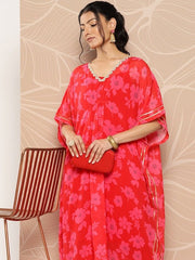 Floral Printed Kaftan Kurta With Trousers - Inddus.com