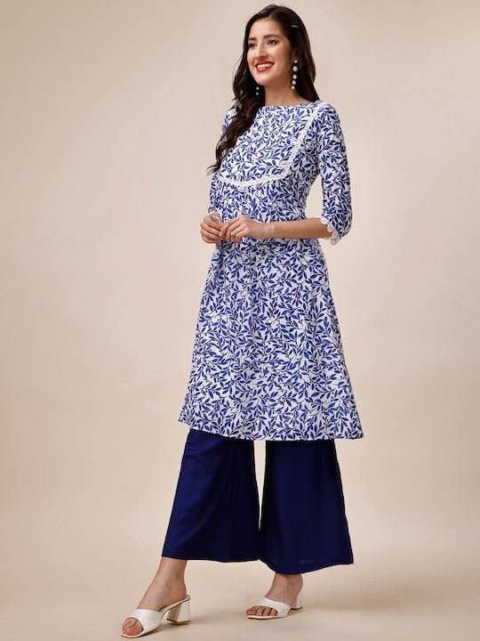 Floral Printed Kurta With Palazzos - Inddus.com