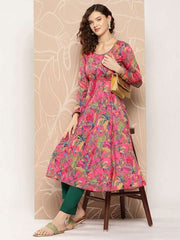 Floral Printed Kurta With Trousers - Inddus.com