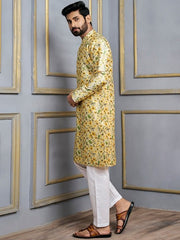 Floral Printed Mandarin Collar Kurta - Inddus.com
