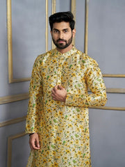 Floral Printed Mandarin Collar Kurta - Inddus.com
