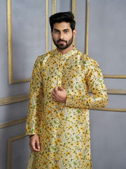 Floral Printed Mandarin Collar Kurta - Inddus.com