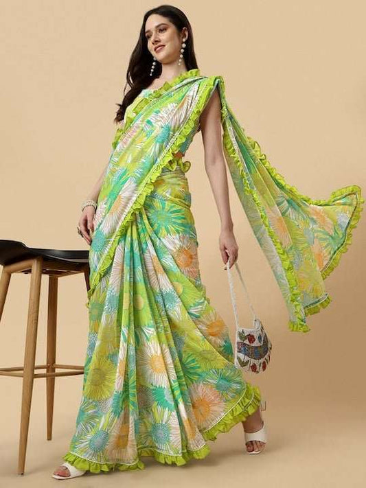 Floral Printed Saree - Inddus.com