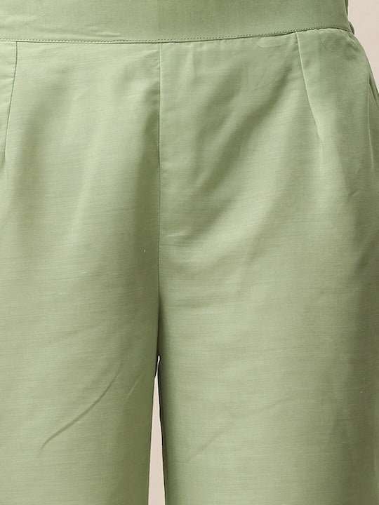 Floral Printed V-Neck Kurta & Trousers with Dupatta - Inddus.com