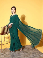 Floral Saree with Embellished border - Inddus.com