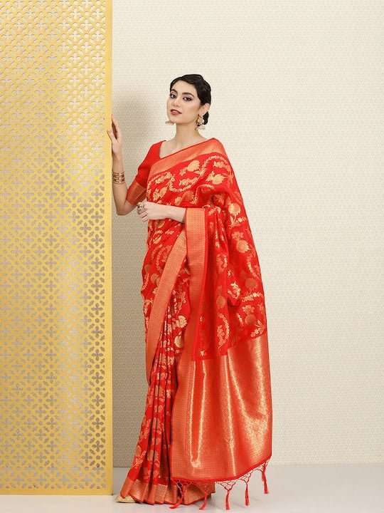 Floral Zari Pure Silk Banarasi Saree