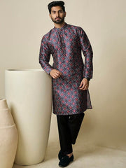 Geometric Printed Mandarin Collar Kurta - Inddus.com