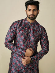 Geometric Printed Mandarin Collar Kurta - Inddus.com
