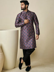 Geometric Printed Mandarin Collar Kurta - Inddus.com