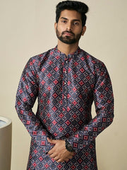 Geometric Printed Mandarin Collar Kurta - Inddus.com