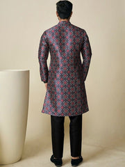 Geometric Printed Mandarin Collar Kurta - Inddus.com