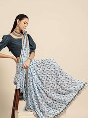 Georgette Blue Printed Saree - inddus-us