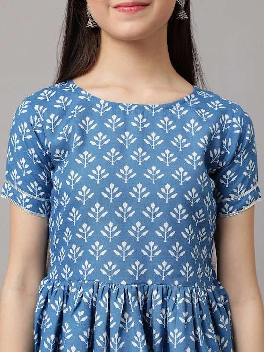 Girls Floral Printed Regular A-Line Kurti with Sharara - Inddus.com