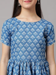 Girls Floral Printed Regular A-Line Kurti with Sharara - Inddus.com