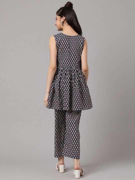 Girls Floral Printed Regular Kurti with Trousers - Inddus.com