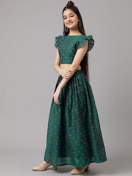 Girls Green Ready to Wear Lehenga choli - Inddus.com
