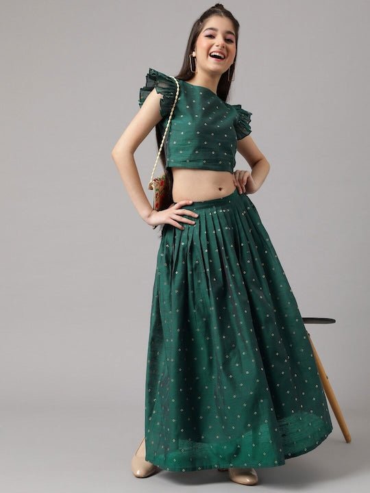 Girls Green Ready to Wear Lehenga choli