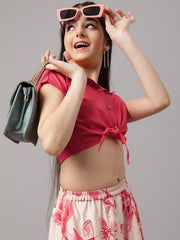 Girls Peach-Coloured & Cream-Coloured Ready to Wear Lehenga & Choli - Inddus.com