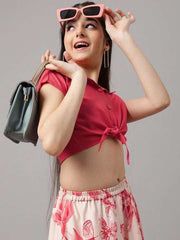 Girls Peach-Coloured & Cream-Coloured Ready to Wear Lehenga & Choli - Inddus.com