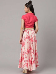 Girls Peach-Coloured & Cream-Coloured Ready to Wear Lehenga & Choli - Inddus.com