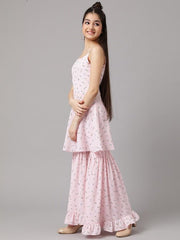 Girls Quirkey Printed Shoulder Strap A-Line Kurta with Sharara - Inddus.com