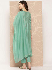 Gotta Patti Chanderi Cotton Kurta with Trousers & With Dupatta - Inddus.com