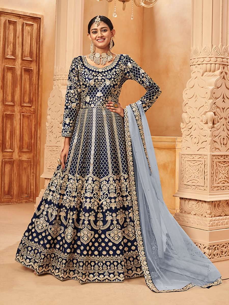 Buy Graceful Navy Blue Art Silk Wedding Gown | Inddus.com. XS-34 Buy Graceful Navy Blue Art Silk Wedding Gown | Inddus.com. XS-34