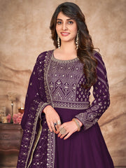 Gratifying Purple Anarkali-Suit - Inddus.com