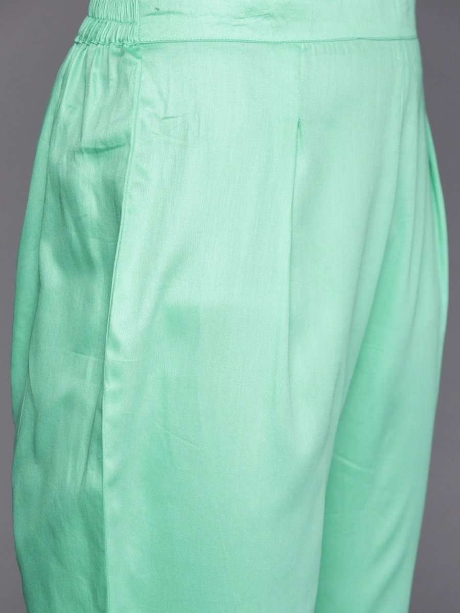 Green Net Thread Work Straight Cut Suit - Inddus.com