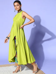 Green Silk Blend Gown for Days Kurta Set - Inddus.com