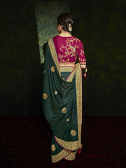 Green Silk Traditional Saree - Inddus.com