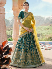 Green Silk Wedding Lehenga Choli - Inddus.com