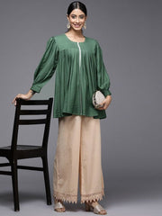 Green Solid Tunic - Inddus.com