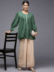 Green Solid Tunic - Inddus.com