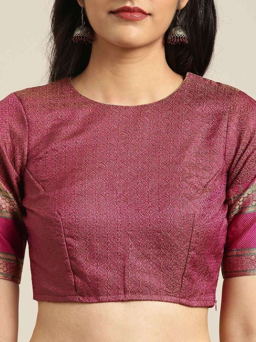 Grey & Brown Cotton Blend Woven Design Saree - inddus-us