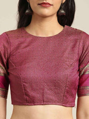 Grey & Brown Cotton Blend Woven Design Saree - inddus-us