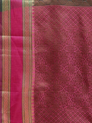 Grey & Brown Cotton Blend Woven Design Saree - inddus-us